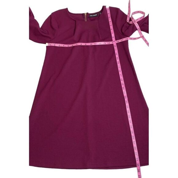 Nina Leonard Purple Magenta‎ Shift 3/4 Sleeve Dress Sz Medium - Picture 5 of 7